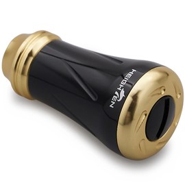 HEIGHTEN 0.7 inch (19 mm) Reel Handle Knob, 0.2 oz (6.8 g), For Shimano Type A (Daiwa Type S) New Pillar Series (Black & Gold) (870)