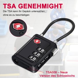 ZHEGE TSA Suitcase Lock, TSA Lock Suitcase with White Numbers, 3 Digit Padlock with Combination Code, Luggage Locks, Travel Lock for Briefcases, Luggage, Locker (2 Pieces, Black)