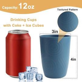 BUSOKIP 12 oz Wheat Straw Cups Set of 6, Alternatives to Plastic Cups Reusable, Unbreakable Drinking Glasses, Dishwasher Safe Drinking Cup, Small Water Cup for Kitchen (Multicolor)