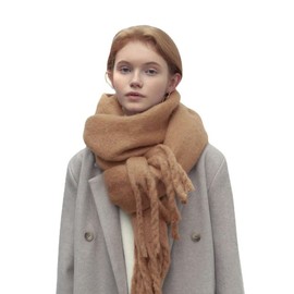 Women's Cuddly Warm Winter Scarf Warm Autumn Plain Polyester Long Women's Scarf with Polyester Fringes 5 Colours XL Scarves Stole Scarf for Women Stole Warm and Soft 45 x 230 cm, Brown