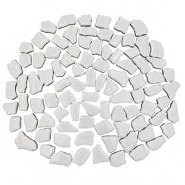 Irregular Ceramic Mosaic Tiles, 1.7cm-3.9cm, 500g, Ceramic Mosaic Tiles for Crafts, Ceramic Mosaic Pieces for Home Decoration or Crafts, Mosaic Accessories (White)