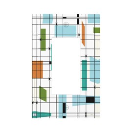 Mid Century Boho Geometric Atomic 1 Gang Rocker/GFCI Outlet Light Switch Wall Plate Cover Faceplate Decorative Faceplate for Bathroom Home Living Room Bedroom Decorate