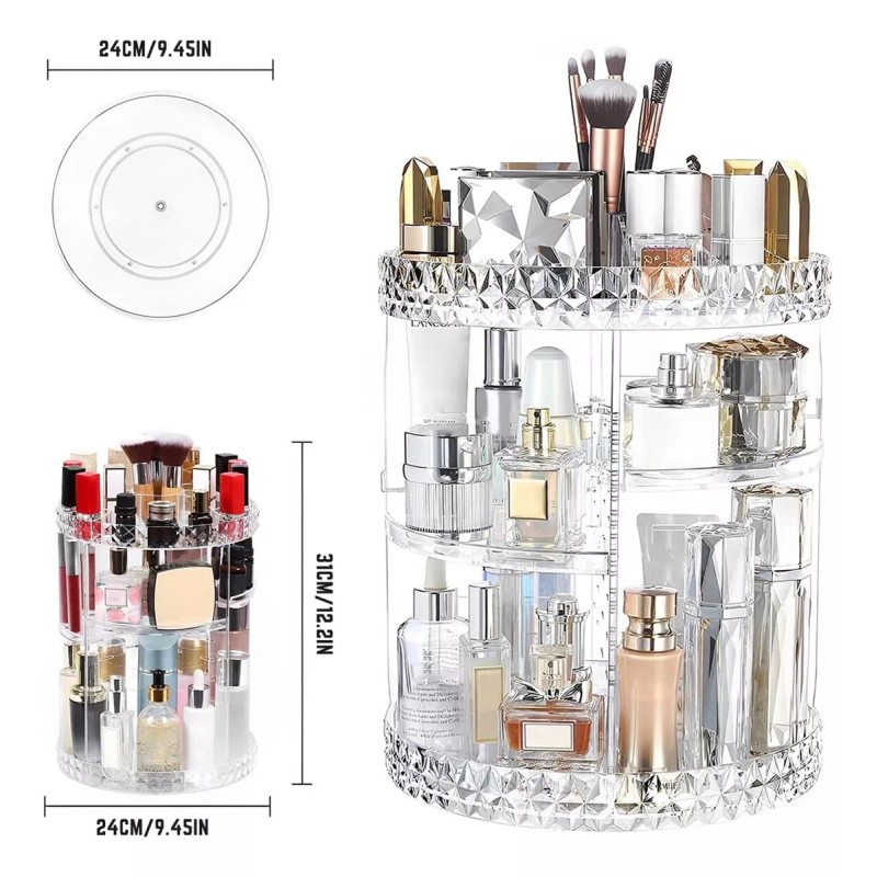 generic 3 Niveles Organizador Maquillaje Giratorio Con Compartimento