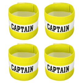 PATIKIL Captain's Armband, 4 Pack Elastic Arm Band for Soccer Team Training, Yellow