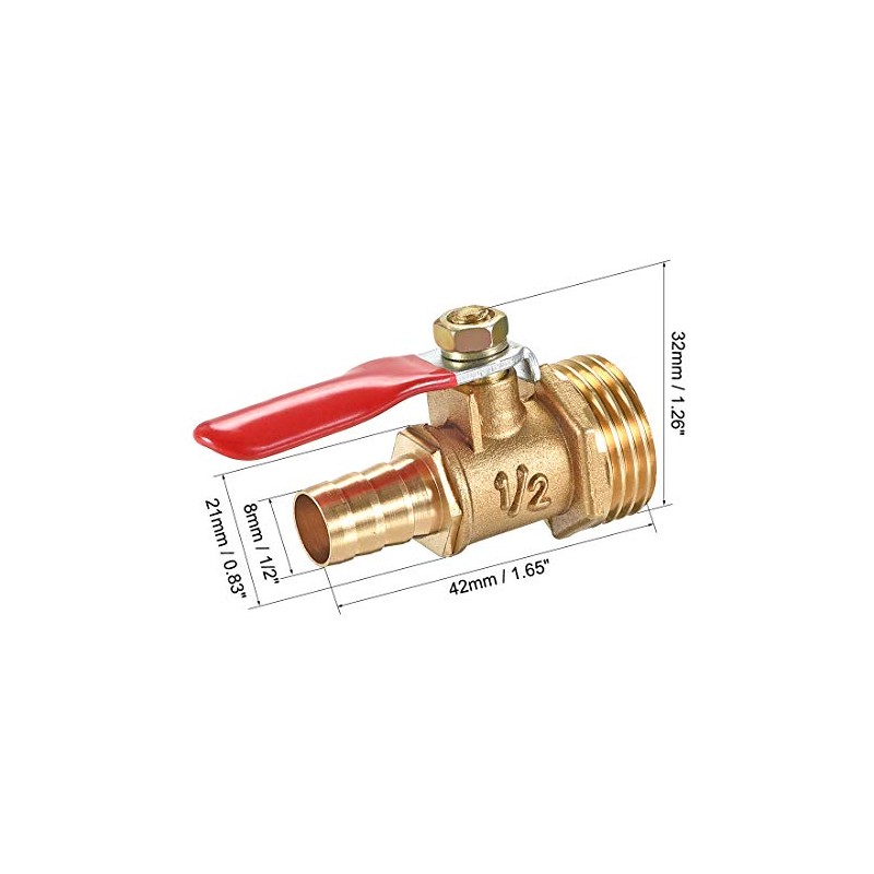 sourcing map Brass Air Ball Valve Shut-Off Switch 1/2 Inch