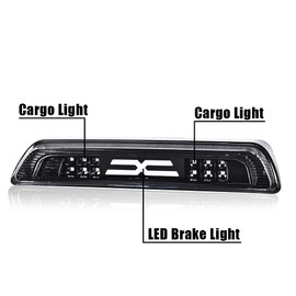 GRAND ORANGE LED 3rd Brake Light Compatible with Toyota Tundra 2007 2008 2009 2010 2011 2012 2013 2014 2015 2016 2017 2018 3rd Thrid Tail Cargo Lamp Clear Lens Black Housing