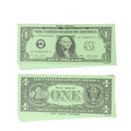 LEARNING ADVANTAGE One Dollar Play Bills - Set of 100 $1 Paper Bills - Designed and Sized Like Real US Currency - Teach Currency, Counting and Math with Play Money