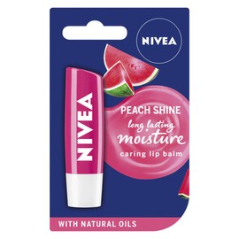 NIVEA Watermelon Shine Lip Balm (4.8g), Moisturising Lip Balm Stick with Organic Jojoba Oil Softens & Adds Shine, 24h Hydration, Nourishing Lip Care