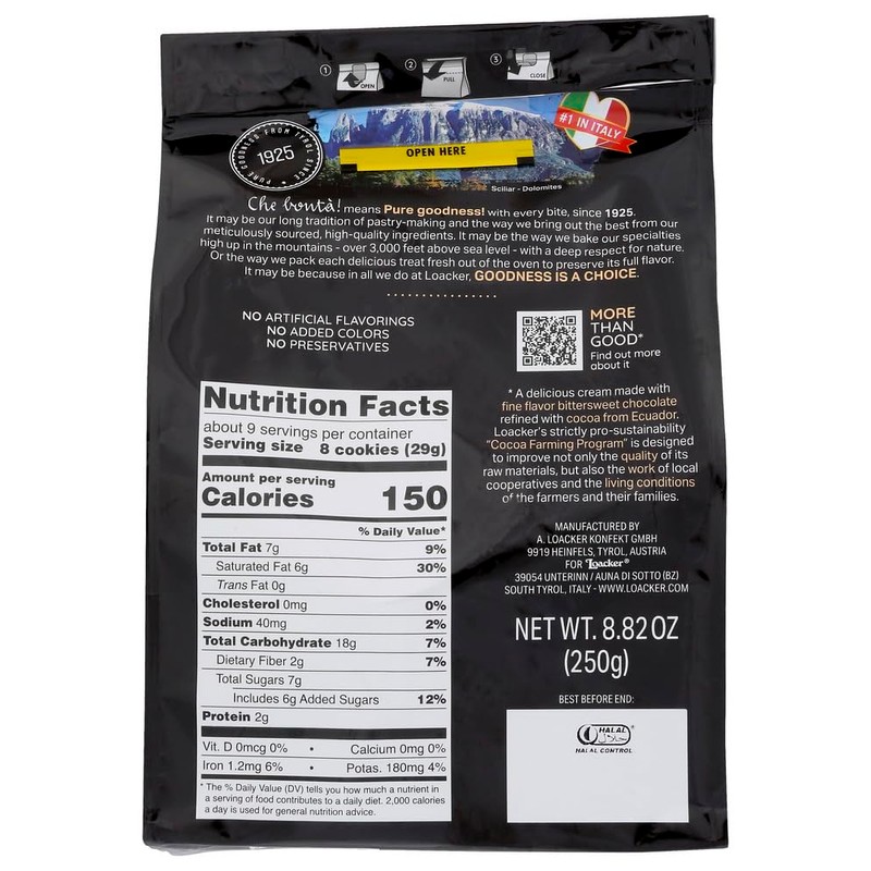 Loacker Quadratini- Dark Chocolate Wafer Cookie, 8.82 oz per bag