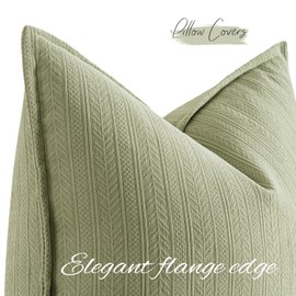MIULEE Sage Green Decorative Pillow Covers 20x20 Inch Set of 2 Chenille Couch Throw Pillow Covers Farmhouse Cushion Cases with Elegant Design for Home Decor Sofa Bedroom Living Room