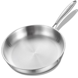 DELARLO Triply Stainless Steel Pan 8 Inch Frying pan, Induction Skillet Compatible Up to 600℉, Fast and Even Heat, Oven Broiler Safe, Small Skillet, Omelette, Small Pan for Eggs, Steak, Bacon
