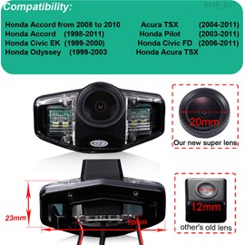 HD Auto Vehicle Car Van 20MM Lens IP68 170 Wide Angle License Plate Light Rear View Reversing Backup Camera Parking Aids System Compatible with Honda Accord/Civic EK FD/Odyssey/Acura TSX/Pilot