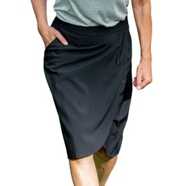 RipSkirt Hawaii Length 3 - Wrap Skirt for Women - Quick Dry Swim Cover-Up with Side Pocket - Lightweight for Beach, Travel and Casual Wear (Black, XL)