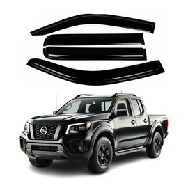 Fits Nissan Frontier Crew Cab 2005-2021 Acrylic Safe Smoke Window Visor Set - Sun, Rain, and Vent Protection, 4-Pieces Tape-On Window Deflector Guard Kit, 2mm Thick