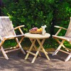 OTSUN Teak Outdoor Side Table,Patio Table with Adjustable Feet, Small