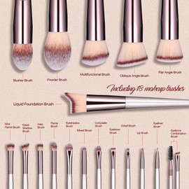 BS-MALL BS-MALL Makeup Brush Set 18 Pcs Premium Synthetic Foundation Powder Concealers Eye shadows Blush Makeup Brushes with black case