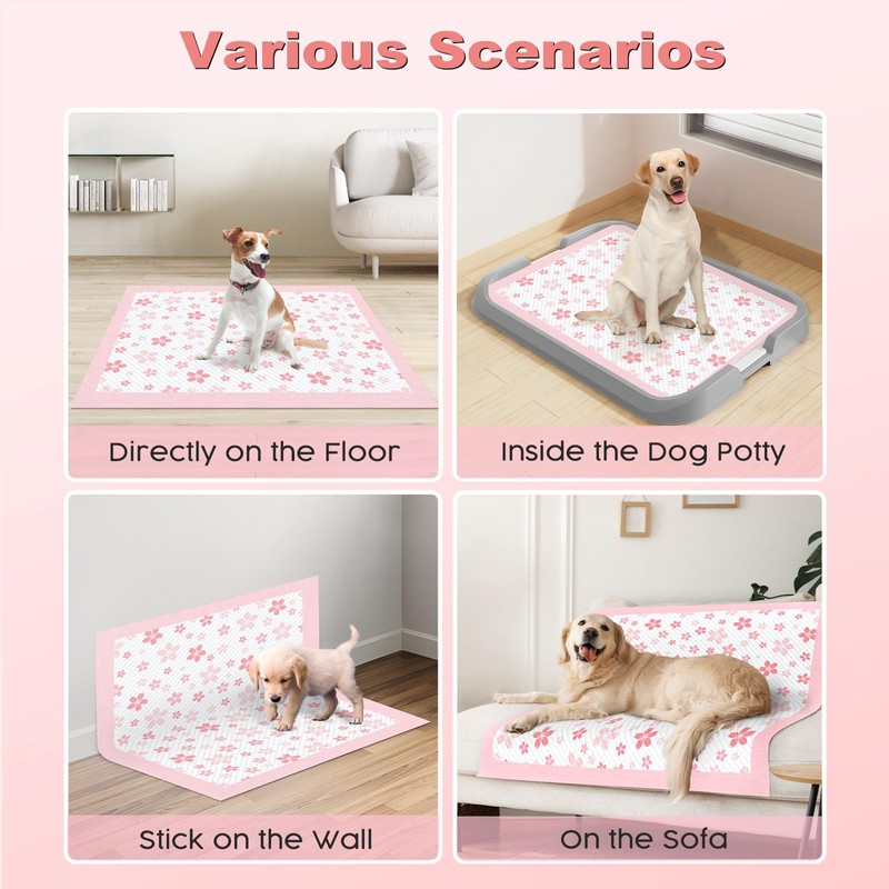 MIZOK Dog Pee Pads 28x34in Pink, Puppy Pads Extra Large