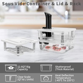 Sous Vide Container with Lid and Rack Sous Vide Pot 12.6 Quart Slow Cooker Container Compatible with Most Immersion Circulators