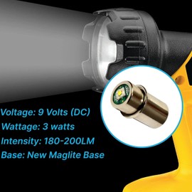 HQRP High Power Bulb 2-Pack Compatible with Mag-Lite 3-4-5-6 D/C Cell Torch Flashlights, Maglite 3D 4D 5D 6D / 3C 4C 5C 6C Cell MagLight Halogen / D30113730000