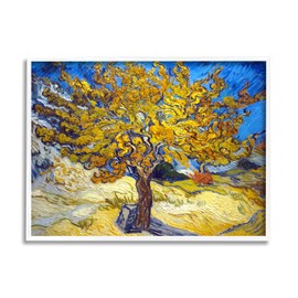 Stupell Industries Golden Tree Blue Yellow Classical Painting, Design by Vincent Van Gogh White Framed Wall Art, 16 x 20