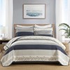 DDUOXIN King Quilt Set - 100% Cotton Lightweight King Quilt with 2 Pillow Shams, Stripe King Bedspread 3 Piece Bedding Set for All Seasons, Navy/Gray, King(106" W x 98" L)