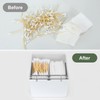 Obsoorth Qtip Holder with 2 Compartments, Clear Bathroom Vanity Cotton