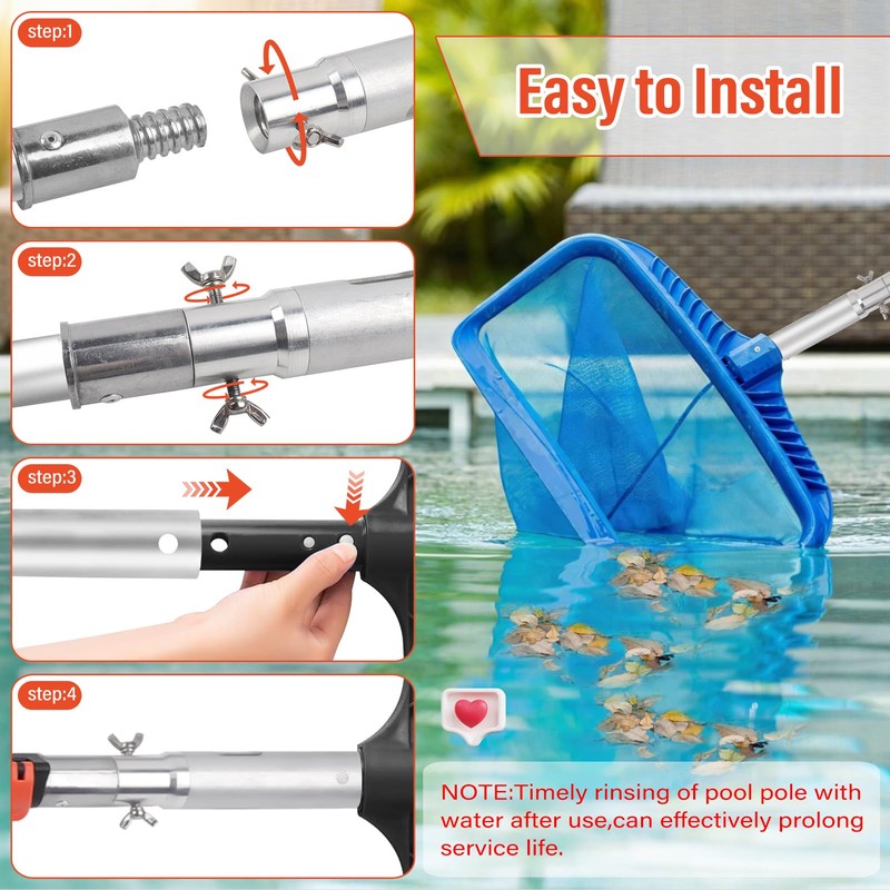 ACTREY Telescopic Pool Pole,12FT Extendable Pool Pole,Heavy Duty Aluminum Telescoping