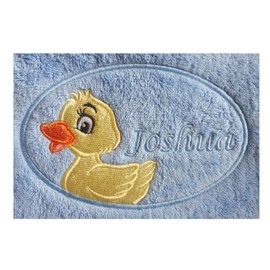 Duck Cameo (1374) - Embroidered Lightweight Soft Patterned Fleece Baby Blanket (Blue Geometric)