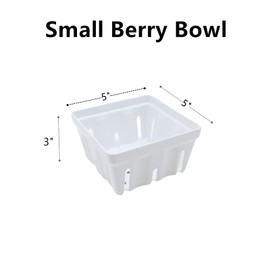 Zentriqlla 4 Pack Berry Basket, Melamine Berry Bowl With Holes, Square Kitchen Fruit Basket for Counter, 5" Small Fruit Harvest Colander for Strawberry, Grape, Cherry, Berries, Veggies, Christmas
