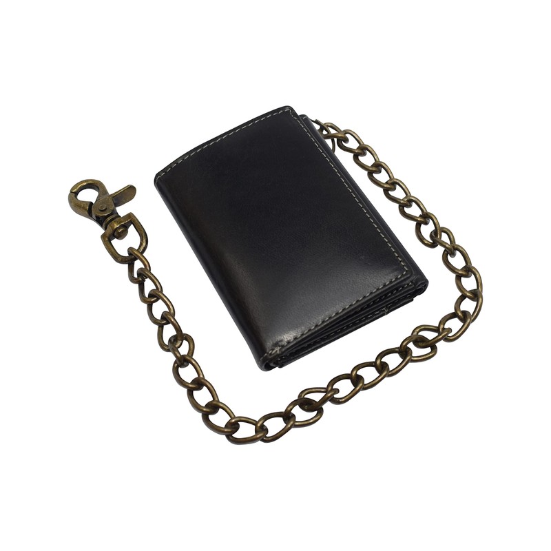 CAZORO RFID Blocking Men's Tri-fold Vintage Biker Vintage Buffalo Leather