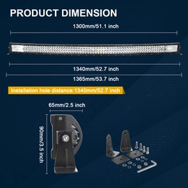 Willpower 52 inch 675W Curved LED Light Bar 7D Lens Spot Flood Combo Beam Triple Row LED Work Driving Lights with Wiring Harness Kit for Off Road ATV AWD SUV 4WD 4x4 Pickup,12V 24V Waterproof 6000K