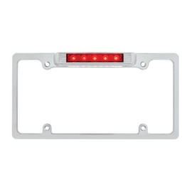 United Pacific Chrome License Plate Frame with 3rd Brake Light - Red LED/Red Lens (50148)