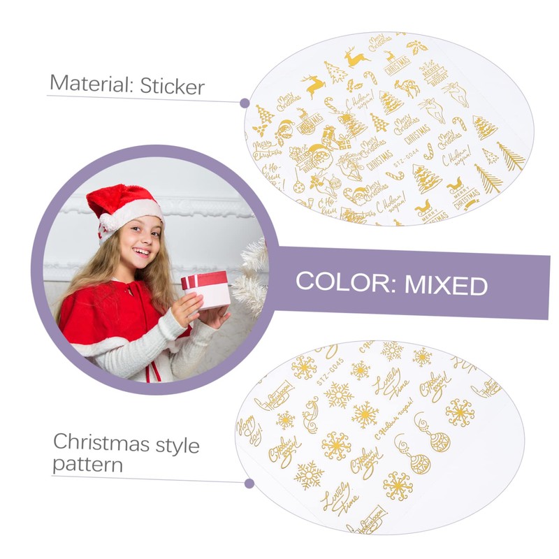 Healeved 3sets Cartoon Christmas Nail Art Stickers 3D Press Nails