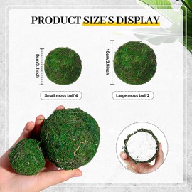 Jetec 18 Pcs Decorative Balls for Centerpiece Bowls Green Moss Balls Wicker Rattan Cord Decorative Bowl Fillers for Garden Vase Home Party Table Spring Easter Farmhouse Rustic Decor(Large Size)