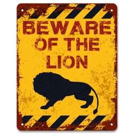 Print Crafted - Beware Of The Lion | Vintage Metal Garden Warning Sign
