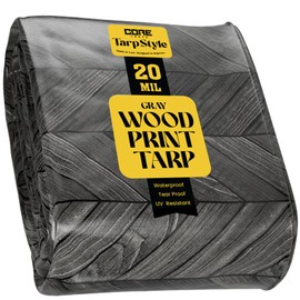 Core Tarps Extreme Heavy Duty 20 Mil Tarp Cover, Waterproof, UV Resistant, Rip and Tear Proof, Poly Tarpaulin with Reinforced Edges for Roof, Camping, Patio, Pool, Boat (Grey Wood/Black 10′ X 10′)