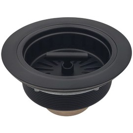 EADOT Colador de drenaje de fregadero de cocina de acero inoxidable negro mate de 3-1/2 pulgadas con cesta de colador, tapón de drenaje de repuesto para fregadero de cocina de 3.5 pulgadas