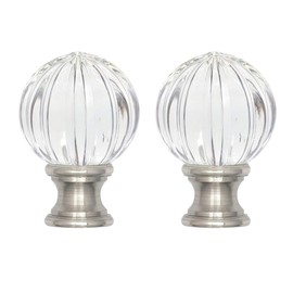 ECUDIS 2 Packs Lamp Finial Cap Knob lamp Screw Top Lamp Decoration for Lamp Shade, Pumpkin Shape, Brushed Nickel Finish, 1-3/4" Tall Finial