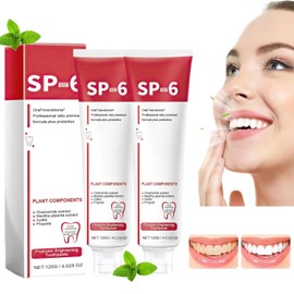 LUSCOR Sp-6 Pasta de dientes ultra blanqueadora, Pasta de dientes blanqueadora probiótica SP6, Aliento fresco, Pasta de dientes para el cuidado de la limpieza profunda(2pcs/120G)