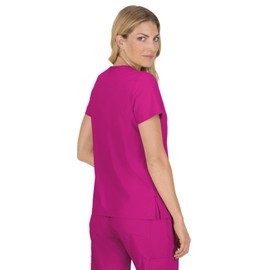 KOI Basics Becca Women's 4-Pocket Stretch Scrub Top Azalea Pink 4X