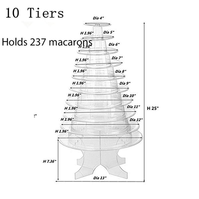 10 Tier Round Macaron Tower Stand Adjust Tiers Level Dia