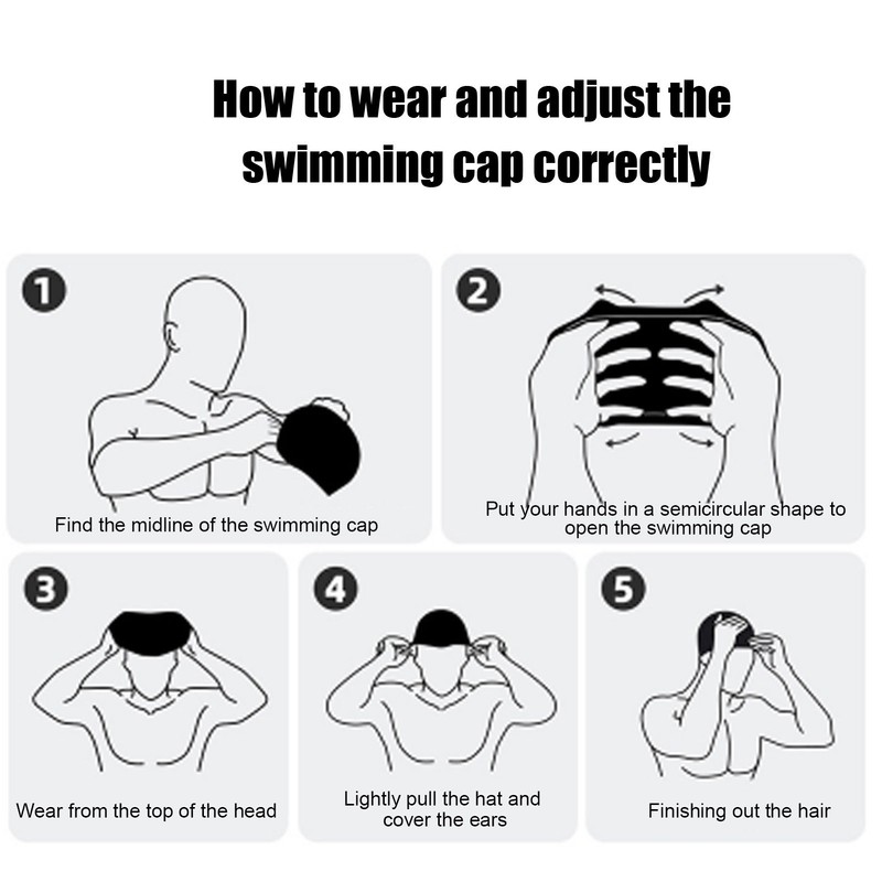 Waterproof Silicone Swimming Cap with Ear Protection 3D Strong Elasticity