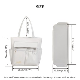 Large Tote Bag for Women, Multi Pocket Casual Shoulder Bag with Zipper, Heavy Duty Everyday Tote for Work, Gym, Beach & More (WHITE)