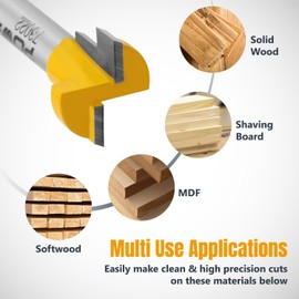 POWERTEC T Slot Router Bits 1/4 Shank, Carbide Tipped T Track and Slatwall Router Bit, Router T Bit, Wood Groove Milling Cutter, Forming Woodworking Tool, 5/8" Dia. x 3/16" Height - 2PK, 73022-P2