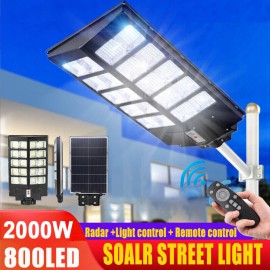 PFCTART 2000W Commercial Solar Street Lights Solar Flood Outdoor Dusk to Dawn Road Lamp