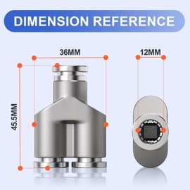 Bwintech Pack of 2 12 mm 3-way Y-splitter with plug-in connection, 3-way stainless steel quick coupling, PY air line adapter