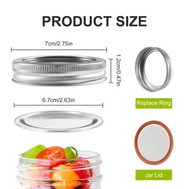 Mason Jar Lids Regular Mouth, aluminum lids for mason jar regular mouth split-type lids leak proof and secure canning jar caps(24PCS)