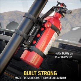 Scosche PSMUFE-VA1 Universal Fire Extinguisher Mount Kit, Quick Release Car Fire Extinguisher Mounting Bracket fits Round Bars 1.5”-3” Diameter for Truck, ATV, UTV, Holder for Auto Fire Extinguishers