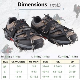 JEELAD Crampons, 24 Prong Chain Spike, Kanjiki, 201 Stainless Steel, Snow Spike, Lightweight, Easy to Install, For Climbing