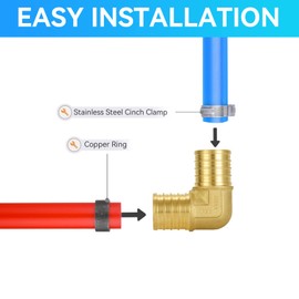 GUOFIS 10 Pack Pex Fittings 1 Inch Elbow,Brass 90 Degree Elbows,Resists Corrosion PEX Pipe Tubing Plumbing Jobs Fitting